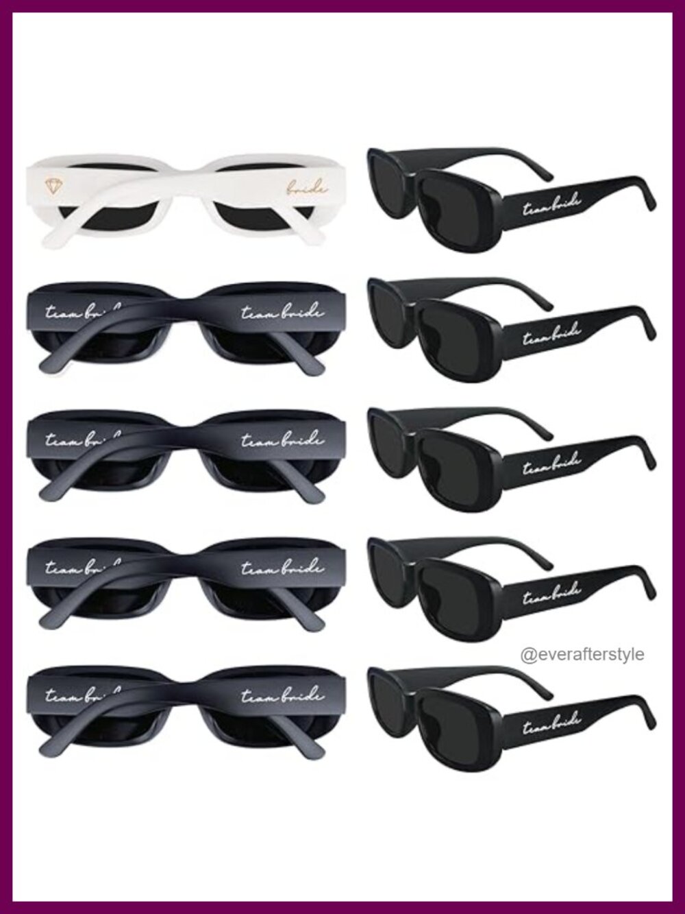 10 Pack Retro Rectangle Sunglasses Bachelorette Party Favors Bridesmaid Gift